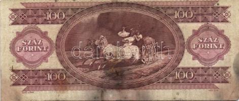1989-1992. 100Ft (3x) kettőnél középen végighúzódó papírránc, egynél felfelé tolódott hátlapi nyomat...