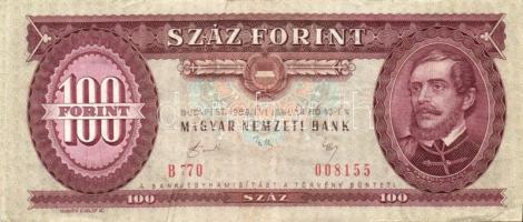 1989-1992. 100Ft (3x) kettőnél középen végighúzódó papírránc, egynél felfelé tolódott hátlapi nyomat...