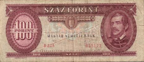 1989-1992. 100Ft (3x) kettőnél középen végighúzódó papírránc, egynél felfelé tolódott hátlapi nyomat...