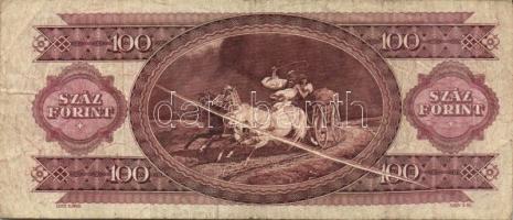 1989-1992. 100Ft (3x) kettőnél középen végighúzódó papírránc, egynél felfelé tolódott hátlapi nyomat...