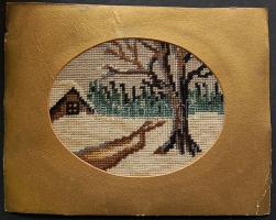 2 db régi, háború előtti gobelin paszpartuban 29x24 cm