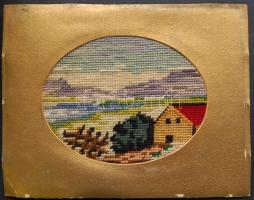 2 db régi, háború előtti gobelin paszpartuban 29x24 cm