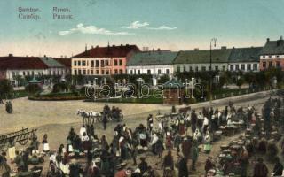Sambor (Sambir) main square fair with the bookshop of Adolf Laden (EK)