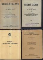 4 db statisztikai témájú könyvecske Beszélő számok sorozat: 1943- A megnagyobodott Magyarország, 1945 Az utolsó nagybirtokosok, Statisztikai zsebkönyv 1947,1956