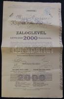 1910. Magyar Országos Központi Takarékpénztár záloglevele 2000K-ról