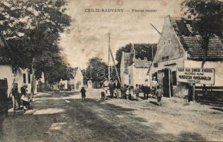 Csilizradvány main street with the warehouse of the Nemesócsa Mill Co. (EK)