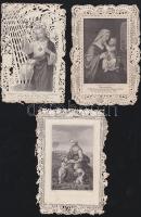 cca 1890 3 db csipke szentkép / 3 embroided-paper holy-cards 9x13 cm