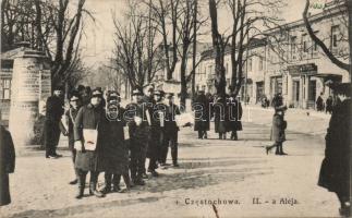 Czestochowa alley with paper boys