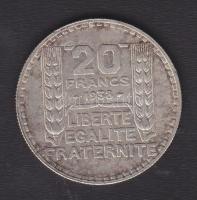 Franciaország 1938. 20Fr Ag T:2-