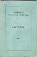1900 A magyar egyesült hitelbank alapszabálya német nyelven; Franklin nyomda