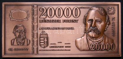 1999. 20.000Ft bankjegyről készült fém öntvény T:I- / 19,5cm