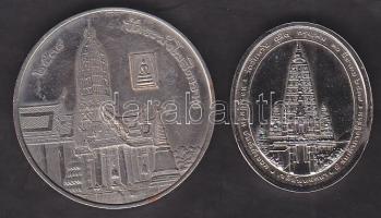 Kambodzsa Angkorvat ezüst (Ag) emlékérmék (2x) Lon Nol miniszterelnök arcképével T:PP