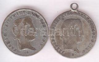 Ausztria 1837A 10kr Ag T:2  + 1846B 10kr Ag I.Ferdinánd T:3 fny