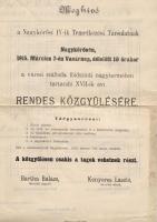 1915 Meghívó a nagykőrösi IV. Temetkezési Társulat közgyűlésére; Ottinger nyomda