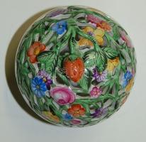 Gyümölcsökkel és virágokkal díszített áttört Herendi porcelán bonbonier / Herend chinaware bonbonier...