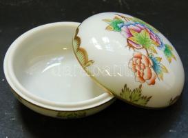 Herendi jelzéssel ellátott Viktória-mintás porcelán bonbonier / Herend chinaware bonbonier 8 cm