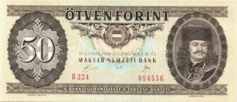 1951-1989. 50Ft (8x) klf évszámmal + 1949-1980. 100Ft (7x) klf évszámmal T:I-III