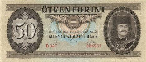 1951-1989. 50Ft (8x) klf évszámmal + 1949-1980. 100Ft (7x) klf évszámmal T:I-III