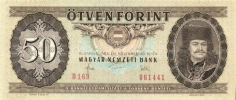 1951-1989. 50Ft (8x) klf évszámmal + 1949-1980. 100Ft (7x) klf évszámmal T:I-III