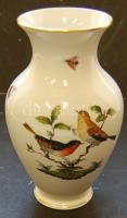 Óherendi Rothschild madarakkal díszített porcelán váza / Rothschild chinawase vase 18 cm