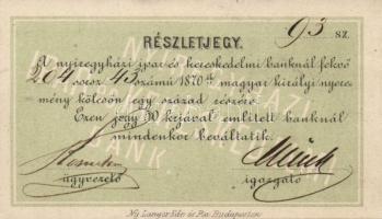 Nyíregyházi ipar és kereskedelmi bank 50kr részletjegy T:I