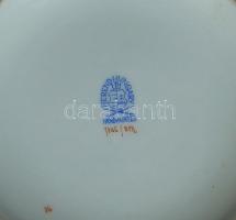 Óherendi kézzel festett gyümölcsökkel díszített porcelán kaspó arany peremmel 15 cm magas és 22 cm s...