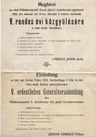 1915 Meghívó az első Pilisborosjenői Szent József temetkezési egylet közgyűlésére; Wimmer Márton nyomdája