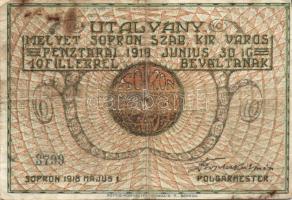 Sopron 1918. 10f utalvány T:III-