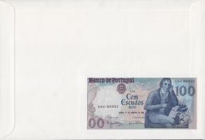 Portugália 1984. 100Esc dekoratív, nagyalakú bankjegyes, bélyeges borítékon, bélyegblokkal, alkalmi ...