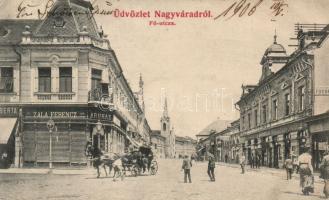 Nagyvárad main street; the shops of Ferenc Zala, János Kádár, Károly Weisz