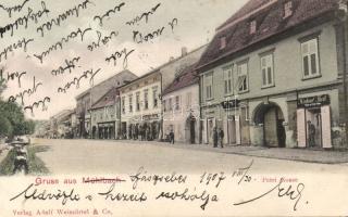 Szászsebes Petri street with the shops of Adolf Weissörtel, Michael Gündisch and Michael Theil