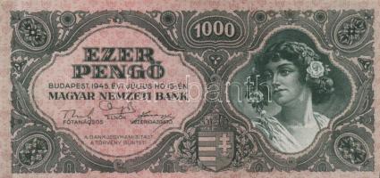 1945. 1000P (4x) egymásutáni és kis léptékű sorszámmal! T:I