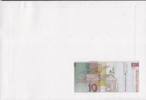 Szlovénia 1992. 10T dekoratív, nagyalakú bélyeges, bankjegyes borítékon, bélyegblokkal, alkalmi bély...