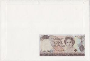 Új-Zéland 1981-85. 1$ dekoratív, nagyalakú bankjegyes, bélyeges borítékon alkalmi bélyegzővel T:I