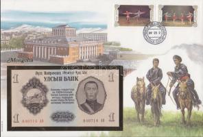 Mongólia 1955. 1T dekoratív, nagyalakú bélyeges, bankjegyes borítékon,elsőnapi bélyegzővel T:I
