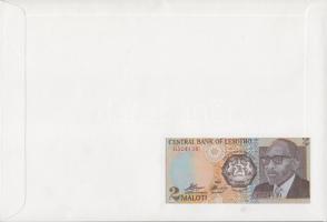 Lesotho 1989. 2M dekoratív, nagyalakú bankjegyes, bélyeges borítékon, bélyegblokkal, elsőnapi bélyeg...