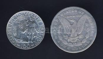 USA 1883S 1$ Ag "Morgan" T:3 ph. + Csehszlovákia 1948. 100K Ag "Károly Egyetem" T:2-