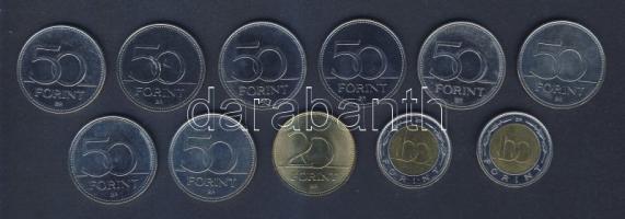 2002-2007. 20Ft "Deák" (1x) + 100Ft "Kossuth" (2x) + 50Ft (8x) 5klf motívummal T:1,2