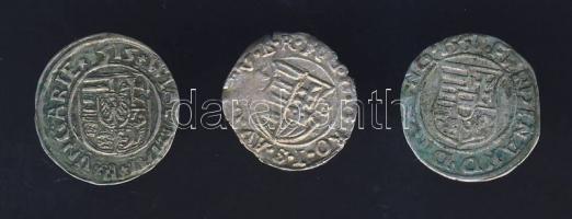 II. Ulászló 1515. Denár Ag T:3+ + 1551KB Denár Ag I.Ferdinánd T:3+ + 1616KB Denár Ag II. Mátyás T:3-