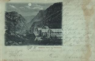 1898 Naerodalen Hotel Stalheims at night (Rb)