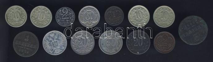 Ausztria 1851G 2Kr T:3 + 1851B 1Kr + 1893. 20h + 1894. 1h + 1909. 10h + 1915-18. 2h (2x) + 1915-16. 10h (4x) + 1918. 20h (2x) + 1870. 20Kr Ag T:2,3