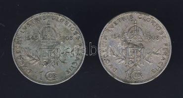 1908. 1K (2x) Ag "Jubileum" T:3
