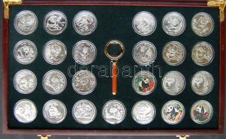 Kína/Népköztársaság 1985-2006. "Panda Yuan sorozat" pénzérméinek ezüstözött hamisítványa, ...