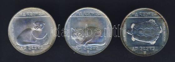 1985. 200Ft Ag 3klf db "Természetvédelem-vidra, vadmacska, mocsári teknős" T:BU