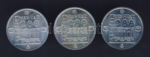 1985. 200Ft Ag 3klf db "Természetvédelem-vidra, vadmacska, mocsári teknős" T:BU