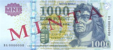 2010. 1000Ft "MINTA" és "SPECIMEN" felülnyomással T:I R!