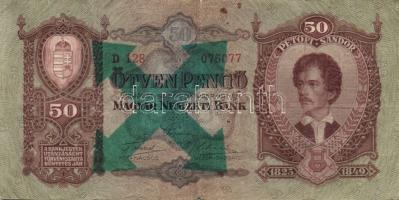 1930. 100P hamis nyilas felülbélyegzéssel T:II- + 1932. 50P hamis nyilas felülbélyegzéssel T:III