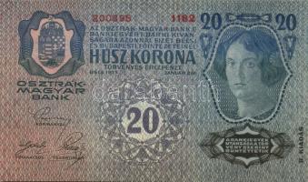 1913. 20K (3x) II.kiadás piros vízszintes "Deutschösterreich"  felülbélyegzéssel egymás ut...