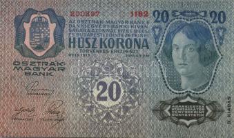 1913. 20K (3x) II.kiadás piros vízszintes "Deutschösterreich"  felülbélyegzéssel egymás ut...