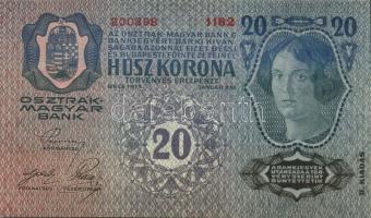 1913. 20K (3x) II.kiadás piros vízszintes "Deutschösterreich"  felülbélyegzéssel egymás ut...